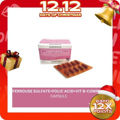 WATSONS GENERICS WATSONS GENERICS WATSONS GENERICS Iron+Folic Acid+Vitamin B Complex Capsule Sold Per Piece