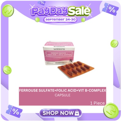 WATSONS GENERICS WATSONS GENERICS WATSONS GENERICS Iron+Folic Acid+Vitamin B Complex Capsule Sold Per Piece image