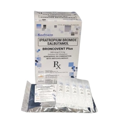 BROCOVENT PLUS BRONCOVENT PLUS Ipratropium Bromide Salbutamol 500mcg/2.5mg 25 ampules [PRESCRIPTION REQUIRED]