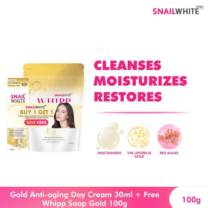 SNAILWHITE Gold Anti-aging Day Cream 30ml + Free Whipp Soap Gold 100g