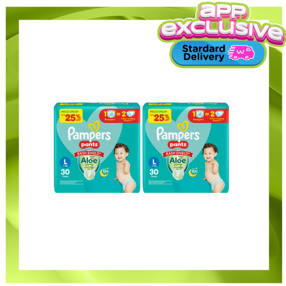 PAMPERS BABY DRY PANTS VAL L 30S X 2