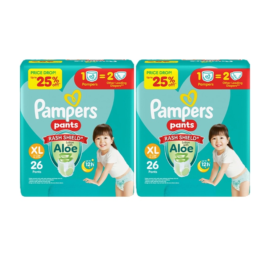 PAMPERS BABY DRY PANTS VAL XL 26S X 2