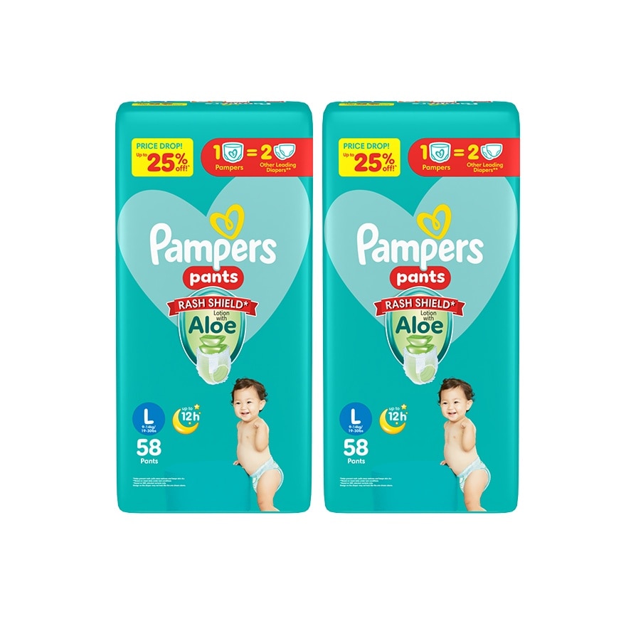 PAMPERS BABY DRY PANTS SJ L 58S X 2