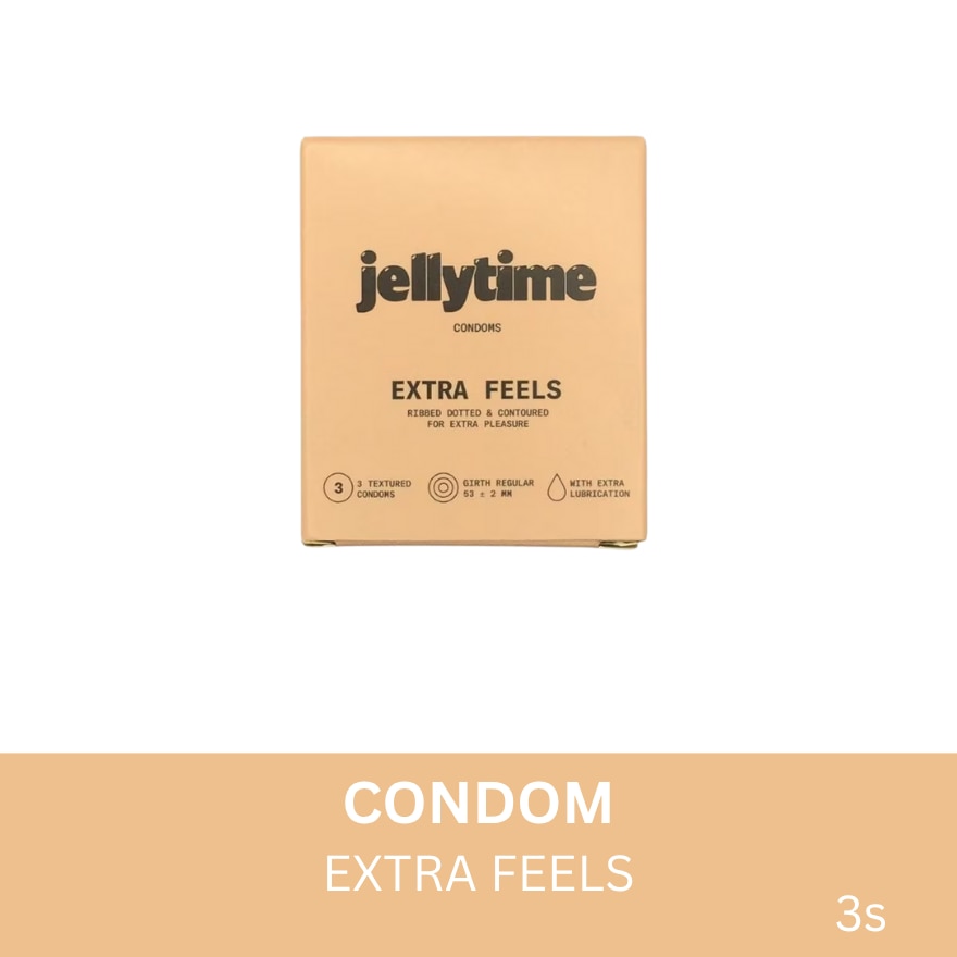 JELLY TIME Extra Feels Condoms Ribbed, Dotted & Contoured 3s