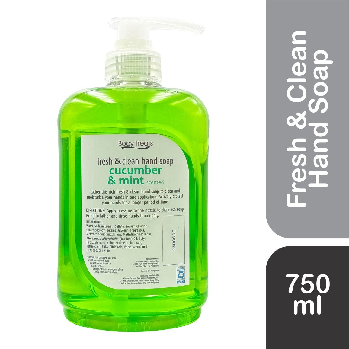 BODY TREATS Fresh And Clean Cucumber & Mint Scented 750ml