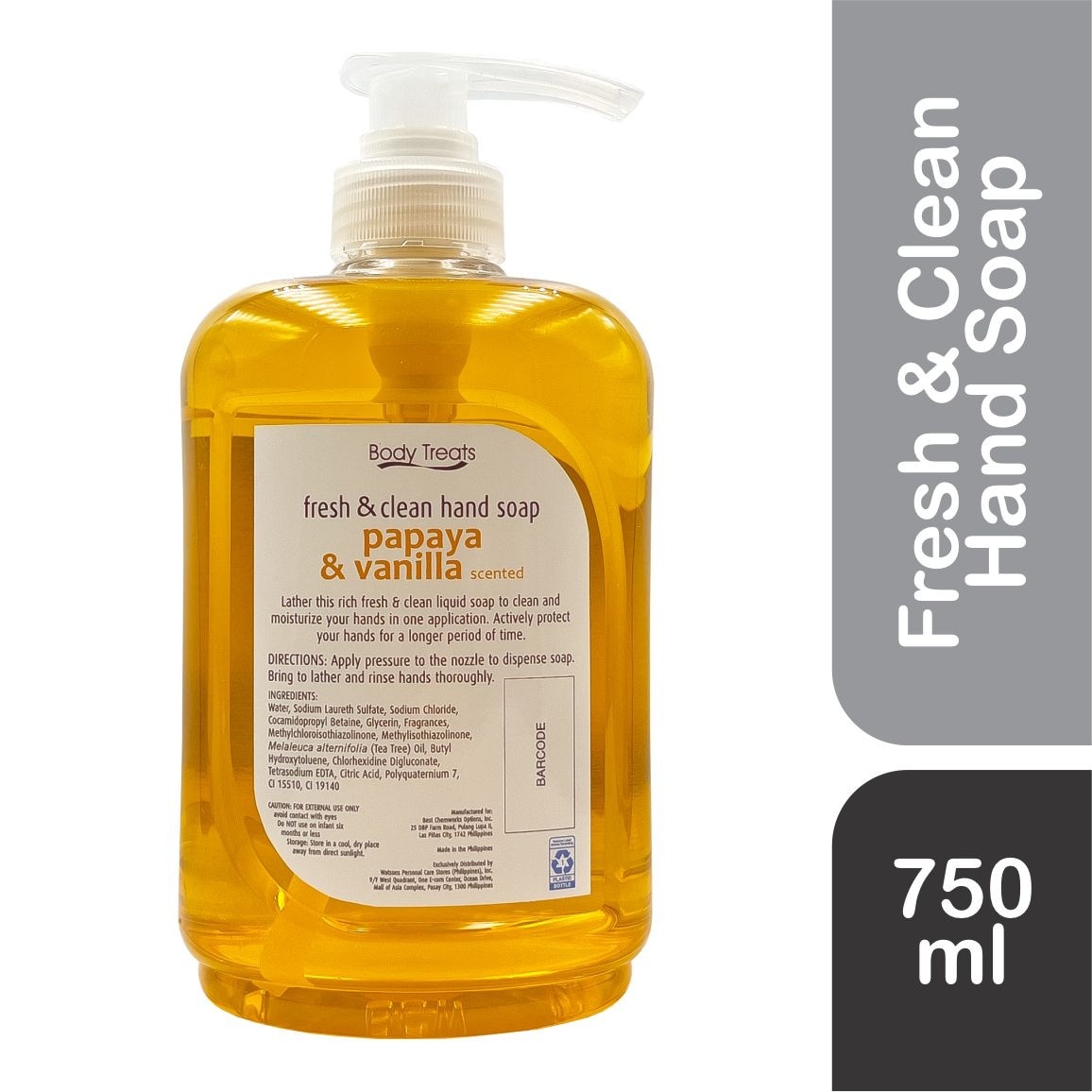 BODY TREATS Fresh And Clean Papaya & Vanilla Scented 750ml