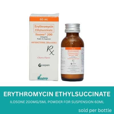 ILOSONE - ILOSONE Erythromycin 200mg/5ml Powder for Suspension 60ml [PRESCRIPTION REQUIRED]