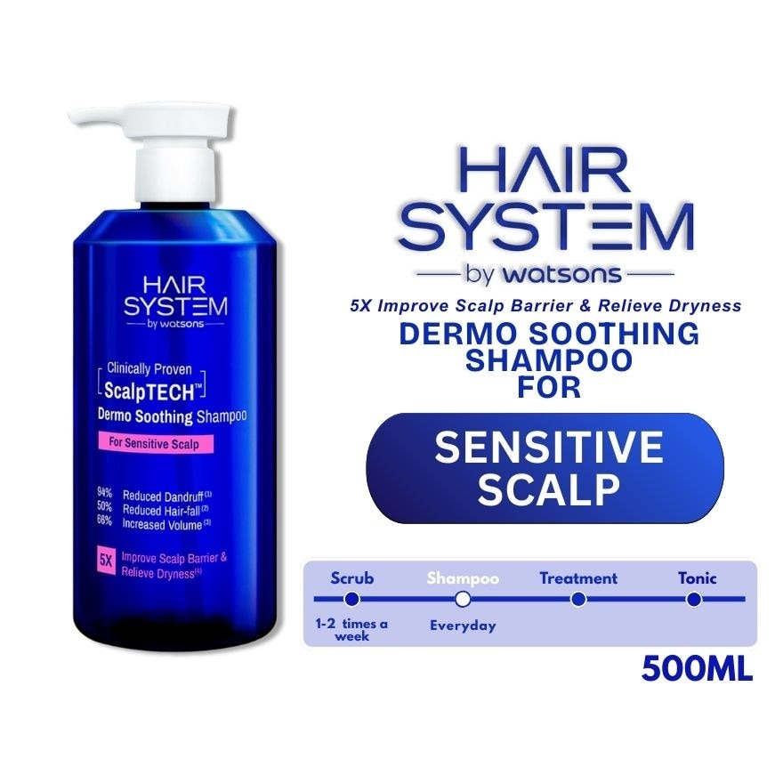 WATSONS Hair System Scalptech Dermo Soothing Shampoo for Sensitive Scalp 500ml