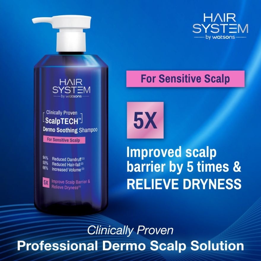 WATSONS Hair System Scalptech Dermo Soothing Shampoo for Sensitive Scalp 500ml