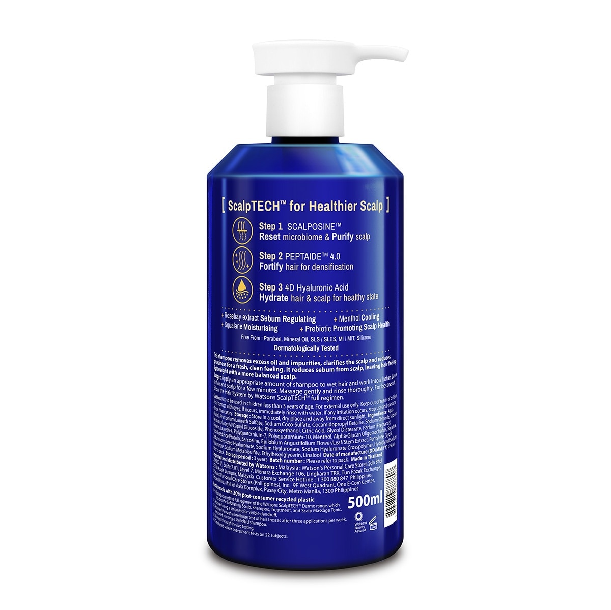 WATSONS Hair System Scalptech Dermo Clarifying Shampoo for Oily Prone Scalp 500ml