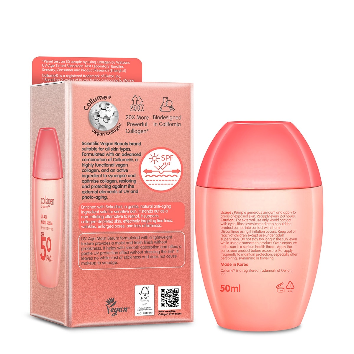 WATSONS COLLAGEN UV-Age Moist Sun Serum SPF 50 PA++++ 50ml