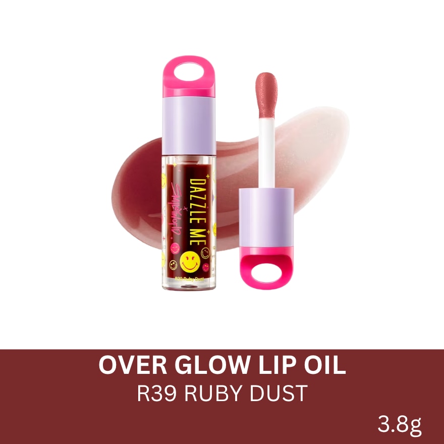 DAZZLE ME x Smiley World Over Glow Lip Oil R39 Ruby Dust 3.8g