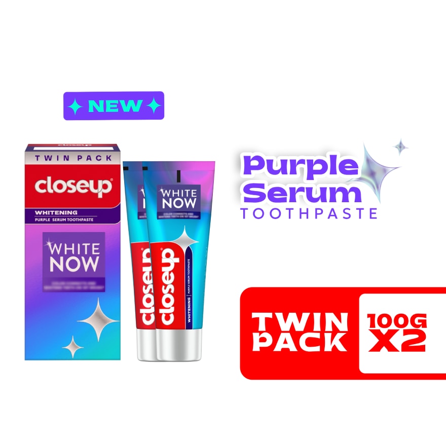CLOSEUP White Now Purple Serum Toothpaste Twin Pack 100g