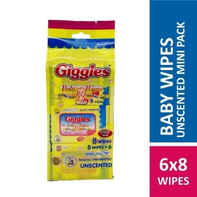 GIGGLES GIGGLES Baby Wipes Unscented Mini Pack 8 Wipes