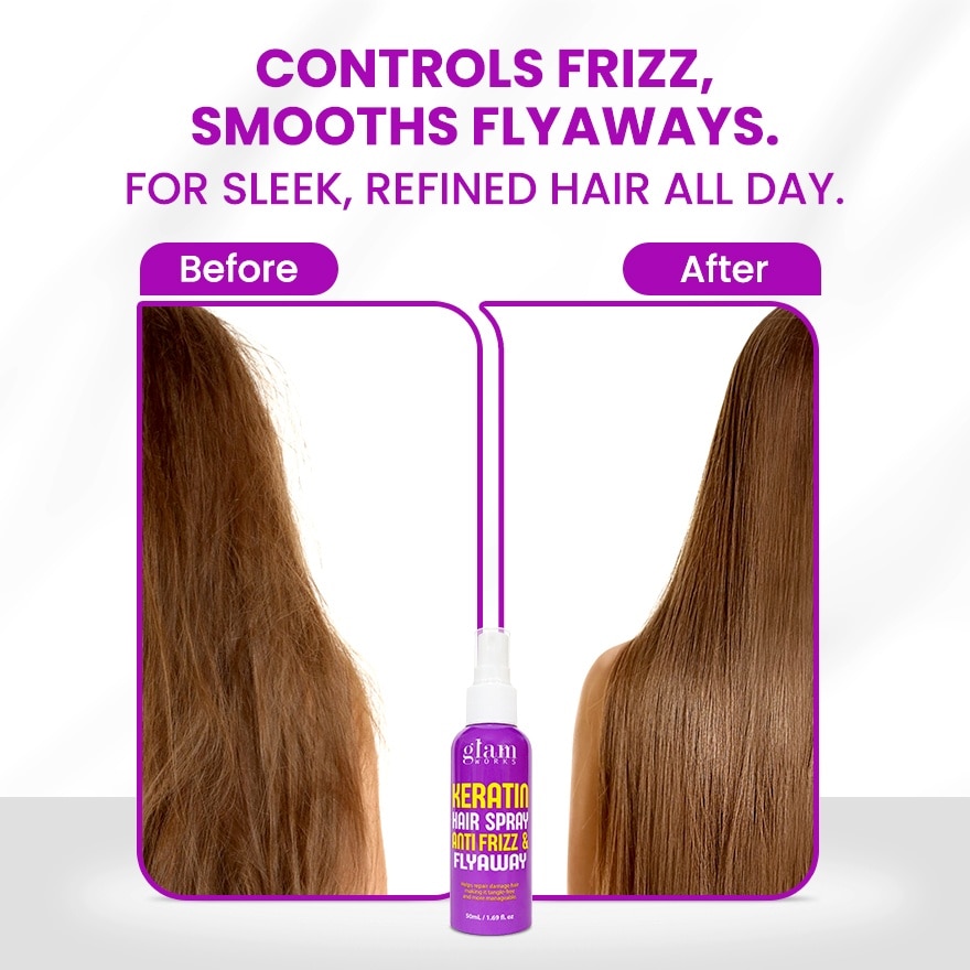 GLAMWORKS Keratin Hair Spray Anti Frizz & Fly Away 50ml