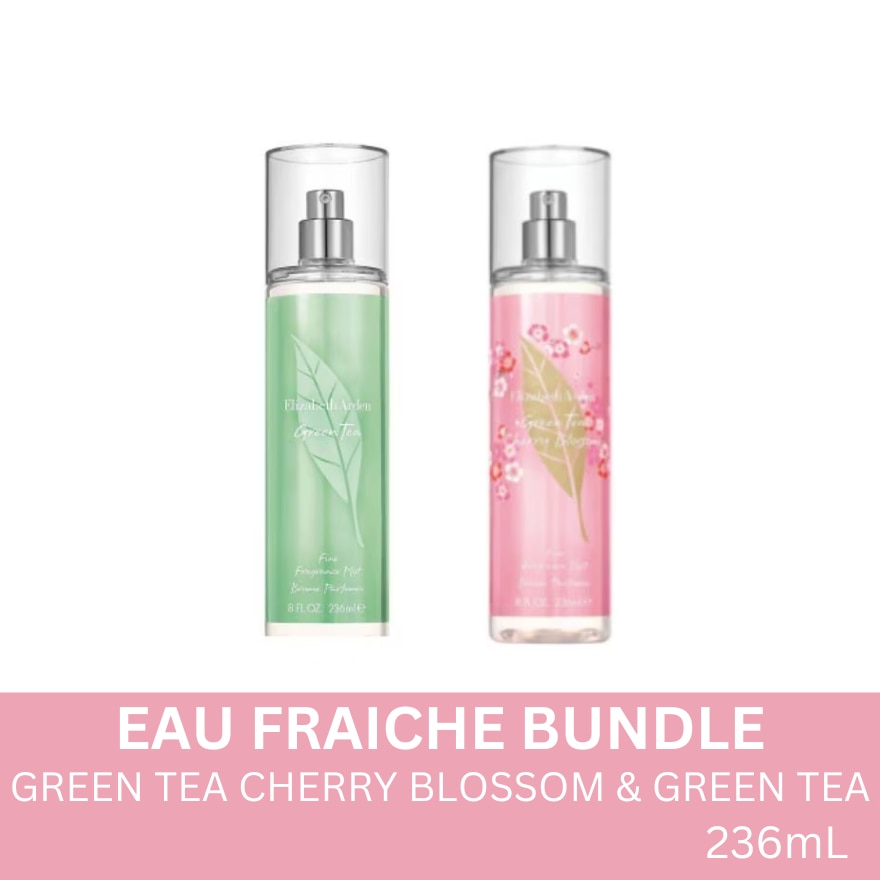 ELIZABETH ARDEN Eau Fraiche Green Tea Cherry Blossom & Green Tea Body Mist Bundle 236ml
