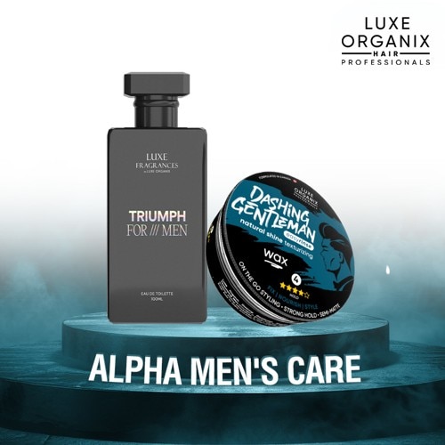 LUXE ORGANIX Triumph For Men Eau De Toilette & Dashing Gentleman Wax Alpha Mens Care Duo