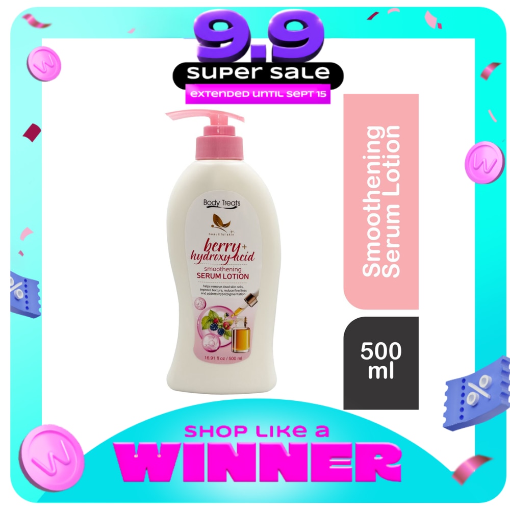 BODY TREATS Berry + Hydroxy Acid Smoothening Serum Lotion 500ml image