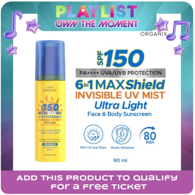 LUXE ORGANIX - LUXE ORGANIX 6-in-1 Maxshield Invisible UV Mist Ultra-Light Face & Body Sunscreen Cooling SPF150 90ml