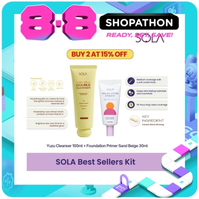 SOLA - SOLA Best Sellers Kit Foundation Primer Sand Beige Yuzu Cleanser​ 100ml x 30ml image