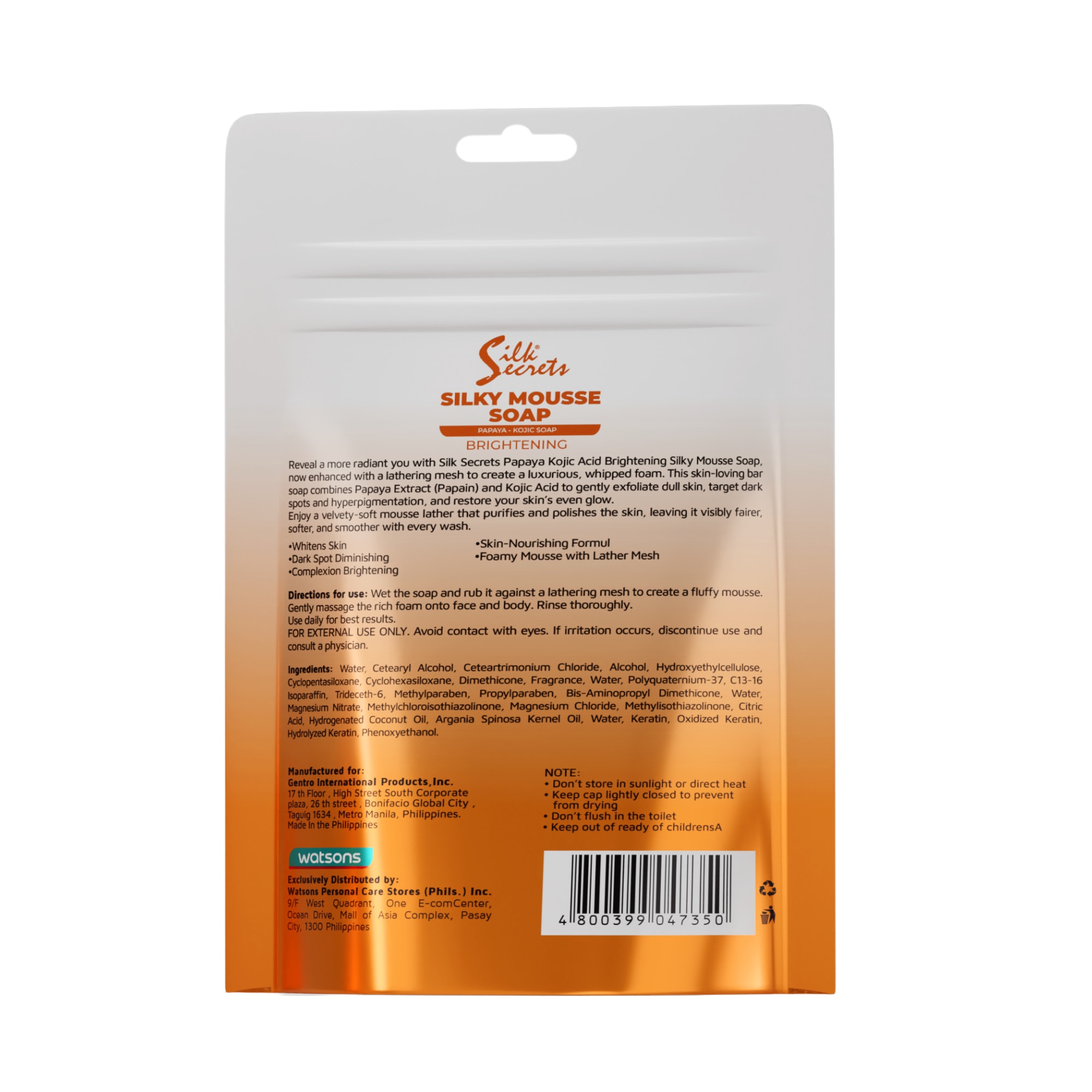 SILK SECRETS Papaya Kojic Acid Brightening Silky Mousse Soap