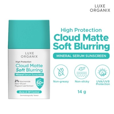 LUXE ORGANIX - LUXE ORGANIX High Protection Cloud Matte Soft Blurring Mineral Serum Sunscreen SPF50+ PA++++ 40g