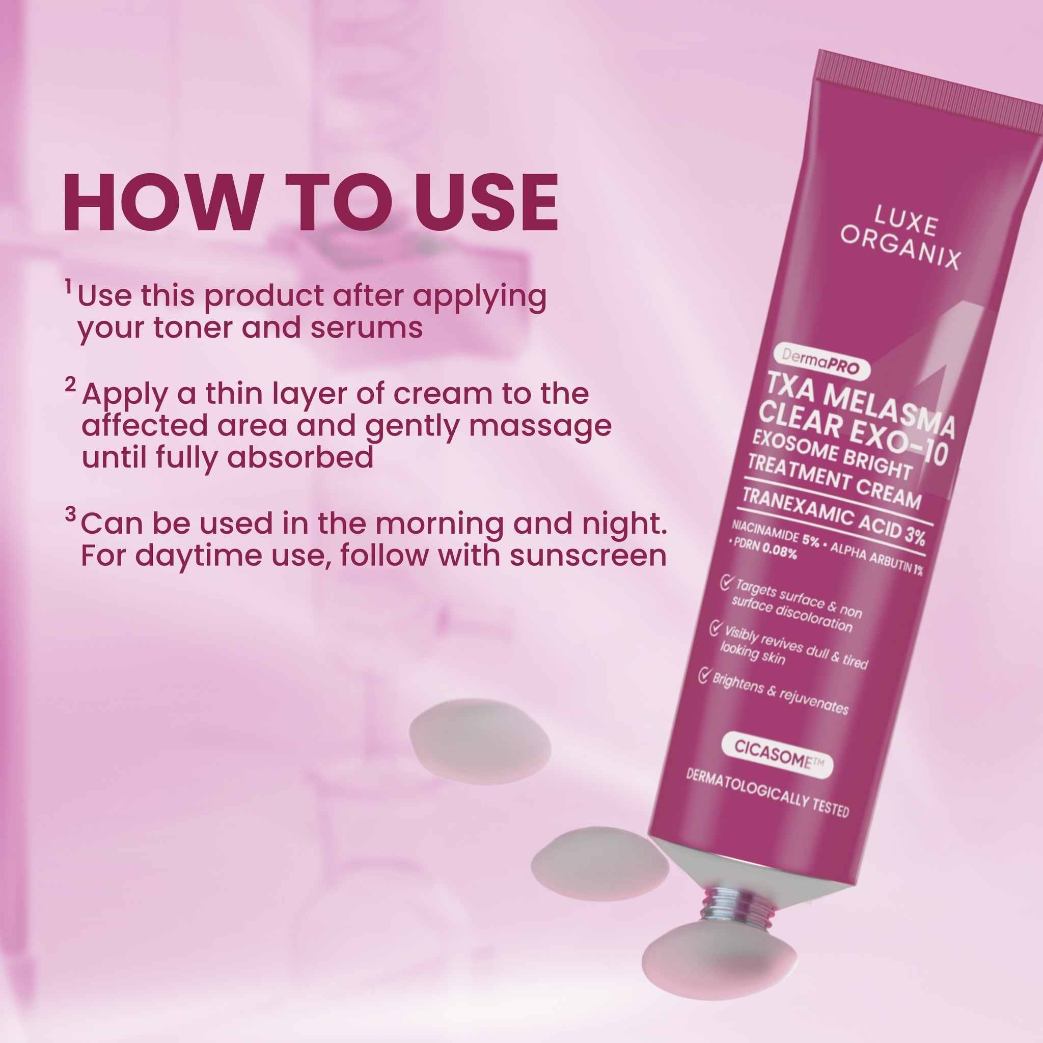 LUXE ORGANIX DermaPRO TXA Melasma Clear Exo-10 Exosome Bright Treatment Cream 150ml