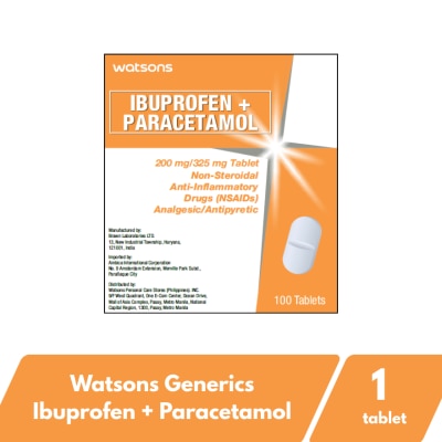 WATSONS GENERICS - WATSONS GENERICS Paracetamol + Ibuprofen 200mg/325mg Sold Per Piece