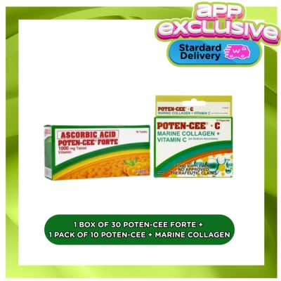 POTENCEE - POTENCEE + C Marine Collagen 10 Capsules Plus POTENCEE Ascorbic Acid 1000mg Forte 30 Tablets image