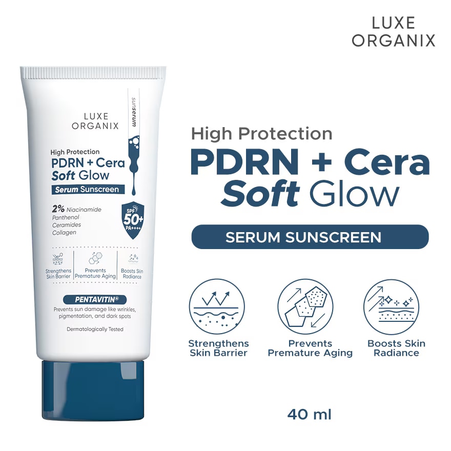 LUXE ORGANIX High Protection Aqua PDRN Soft Glow Serum Sunscreen SPF50 40g