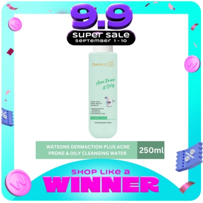DAP BY WATSONS - WATSONS Dermaction Plus Acne Prone & Oily&nbsp;Cleansing&nbsp;Water 250ml image