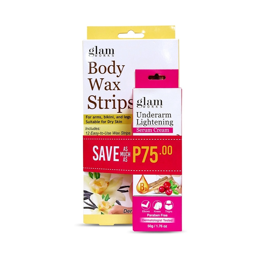 GLAMWORKS Body Wax Strips Vanilla + Underarm Lightening Cream 50ml image