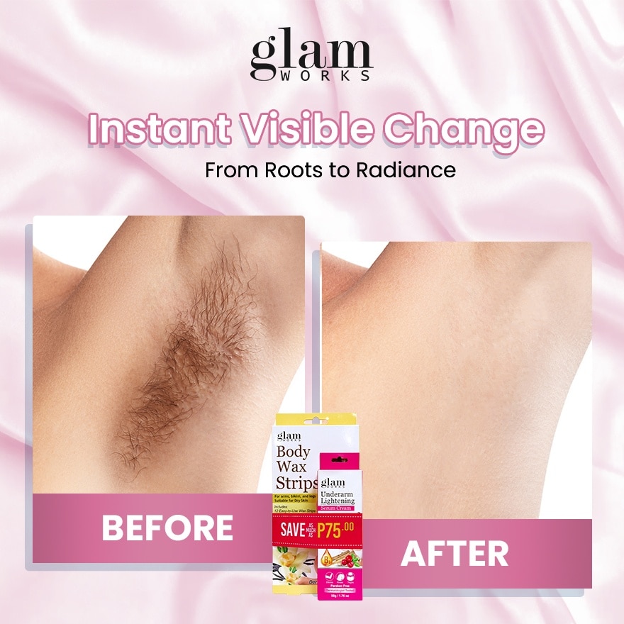 GLAMWORKS Body Wax Strips Vanilla + Underarm Lightening Cream 50ml image