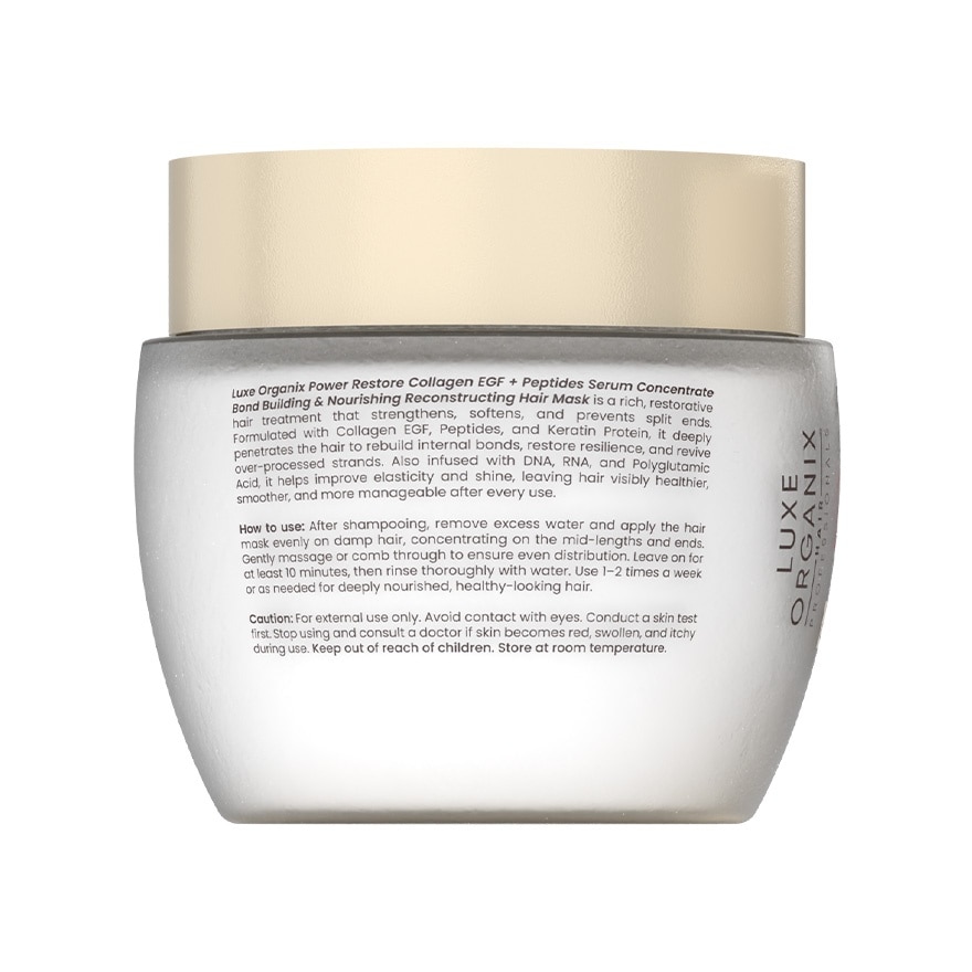 LUXE ORGANIX Power Restore Collagen EGF + Peptides Serum Concentrate Hair Mask 500ml