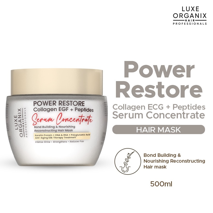 LUXE ORGANIX Power Restore Collagen EGF + Peptides Serum Concentrate Hair Mask 500ml