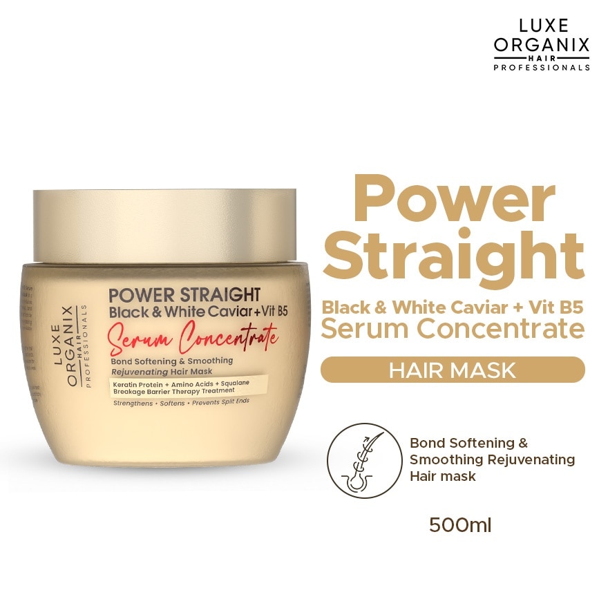 LUXE ORGANIX Power Straight Black & White Caviar + Vitamin B5 Serum Concentrate 500ml