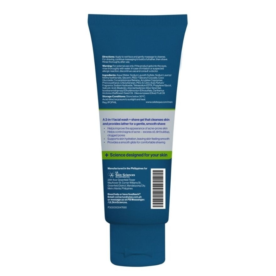 CELETEQUE Men Acne Facial Wash and Shave Gel 100ml image