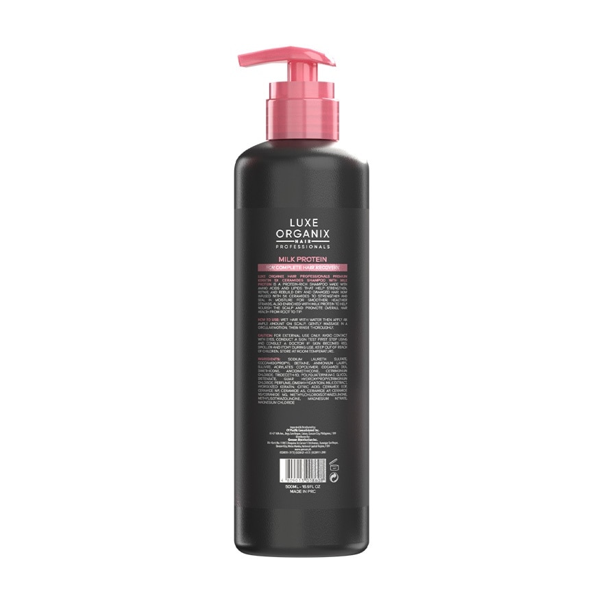 LUXE ORGANIX Hair Professionals Premium Keratin 5x Ceramide Shampoo with Milk Protein 500ml image