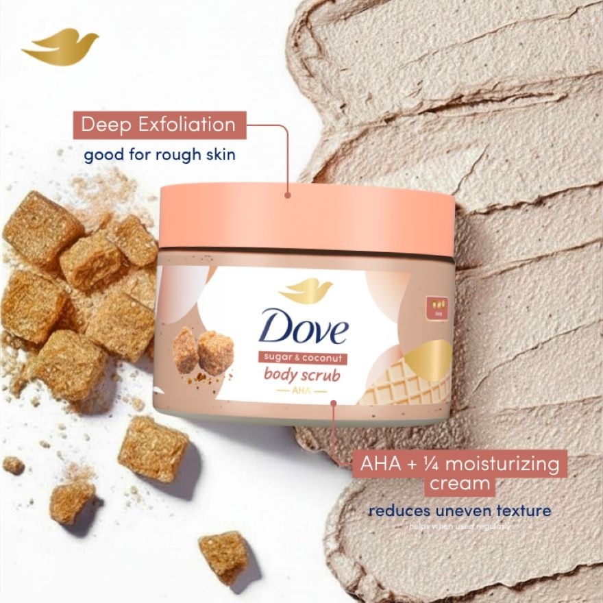 DOVE Sugar & Coconut Body Scrub with AHA 280g