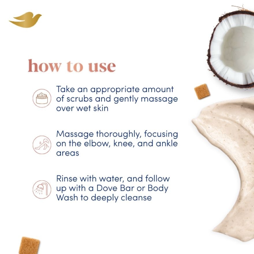 DOVE Sugar & Coconut Body Scrub with AHA 280g