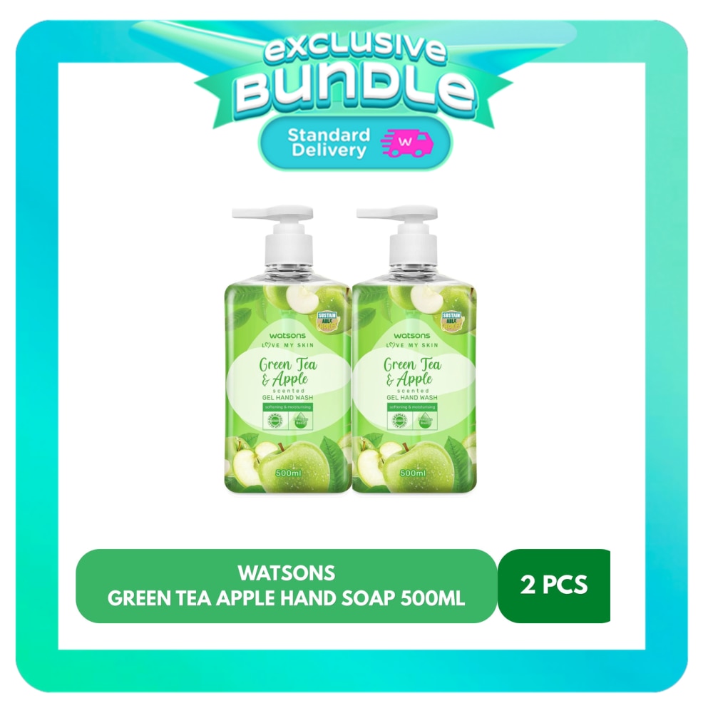 WATSONS Green Tea Apple Hand Soap 500ml X2 Bundle image