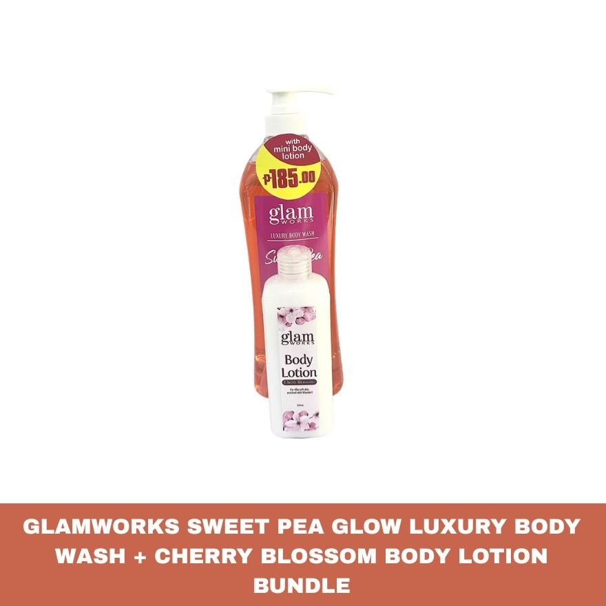 GLAMWORKS Luxury Bodywash Bundle - Sweet Pea Glow 1L + Cherry Blossom Lotion 250ml
