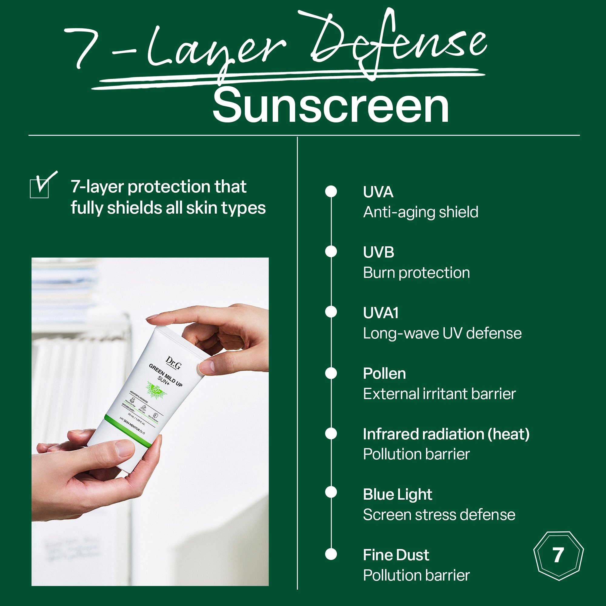 Dr.G Green Mild Up Sun+ SPF50+ PA++++ Mineral Sunscreen 35ml image