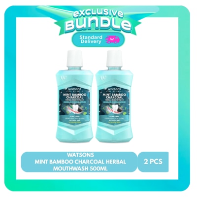 WATSONS - WATSONS Mint Bamboo Charcoal Herbal Mouthwash Bundle 500ml