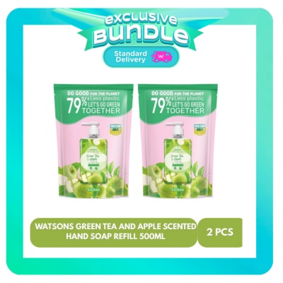 WATSONS WATSONS Green Tea and Apple Scented Hand Soap Refill 500ml x 2 image