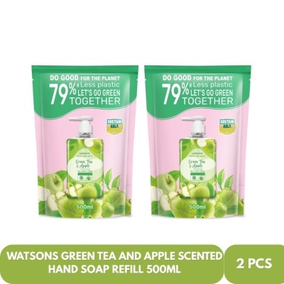WATSONS - WATSONS Green Tea and Apple Scented Hand Soap Refill 500ml x 2 image