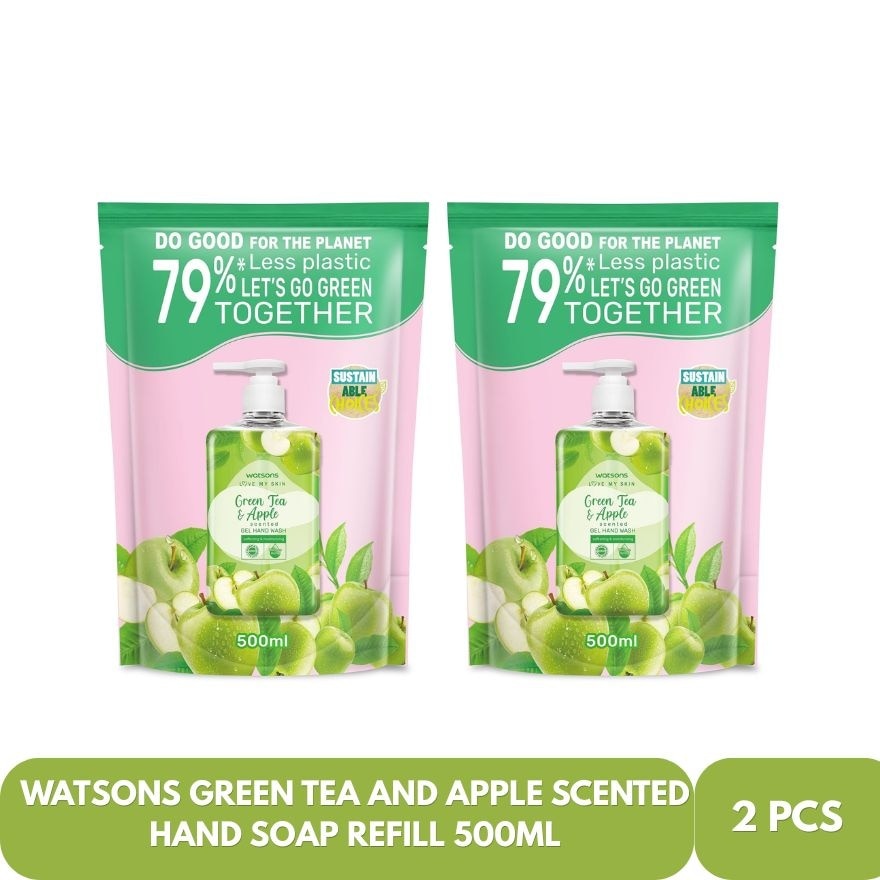 WATSONS Green Tea and Apple Scented Hand Soap Refill 500ml x 2