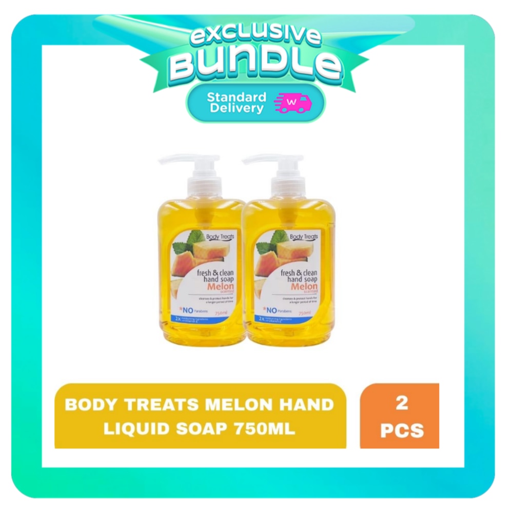 BODY TREATS Melon Hand Liquid Soap 750ml x 2 Bundle image