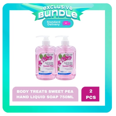 BODY TREATS - BODY TREATS Sweet Pea Hand Liquid Soap 750ml x 2 Bundle image