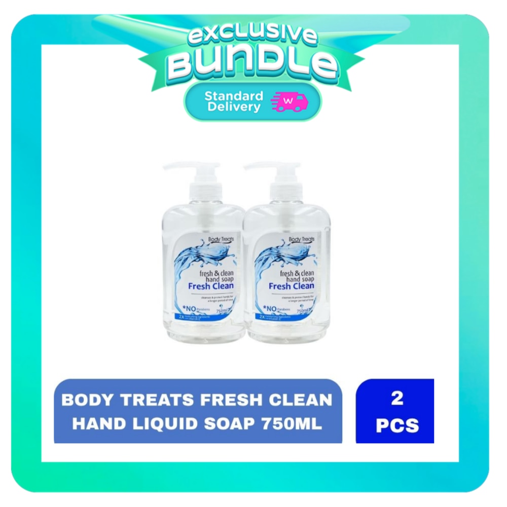 BODY TREATS Fresh and Clean Hand Liquid Soap 750ml x 2 Bundle image